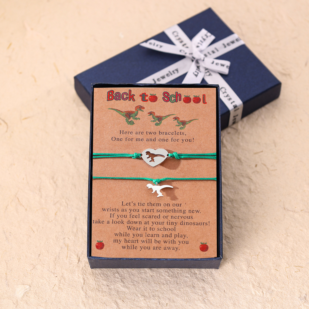 Back to School Matching Wish Dinosaur Bracelets Set for Women Teen Girls Boys-Jessemade AU