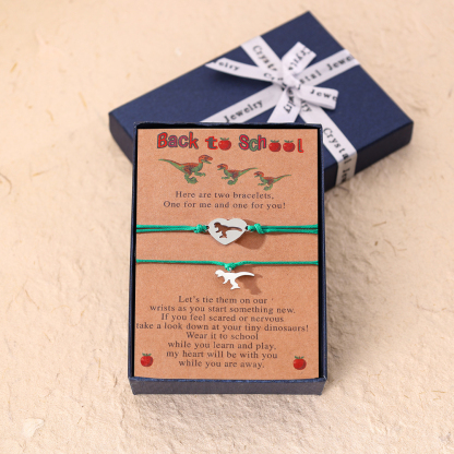 Back to School Matching Wish Dinosaur Bracelets Set for Women Teen Girls Boys-Jessemade AU