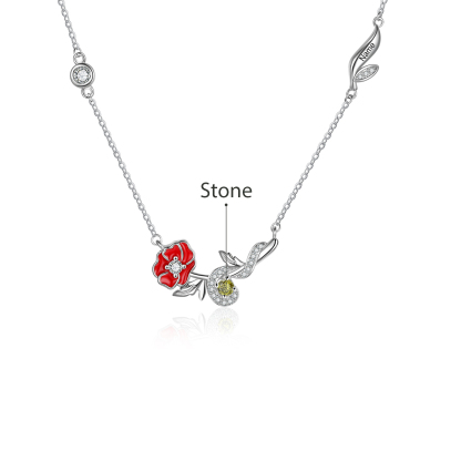 Personalised August Birthflower Necklace With Birthstone Best Gift For Her-Jessemade AU