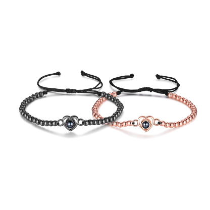 2 PCS Personalised Couple Projection Bracelet Customised 1 Photo Adjustable Bracelet Special Gift For Her/Him-Jessemade AU