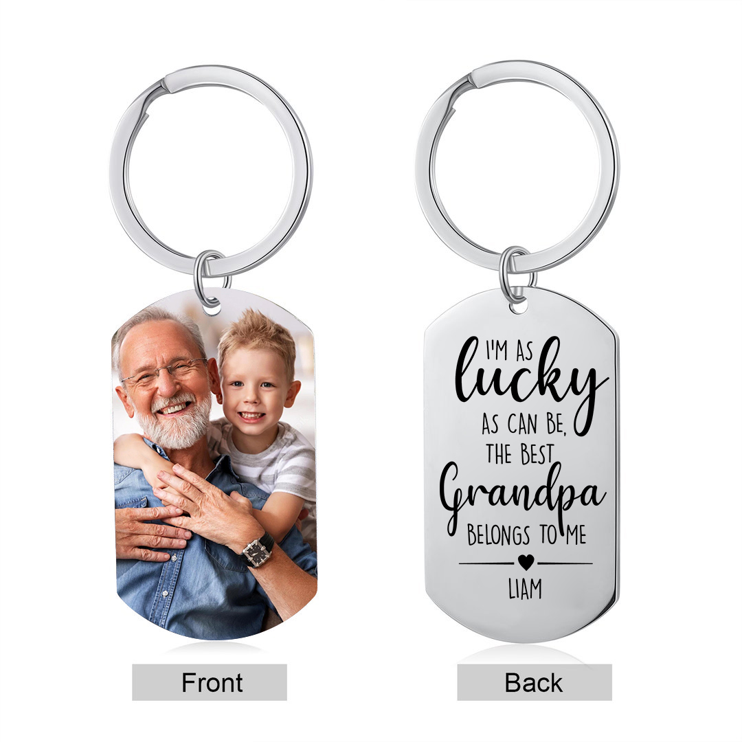 Personalised Photo Keychain Custom Name Keychain Grandparents' Day Gift for Grandpa-Jessemade AU