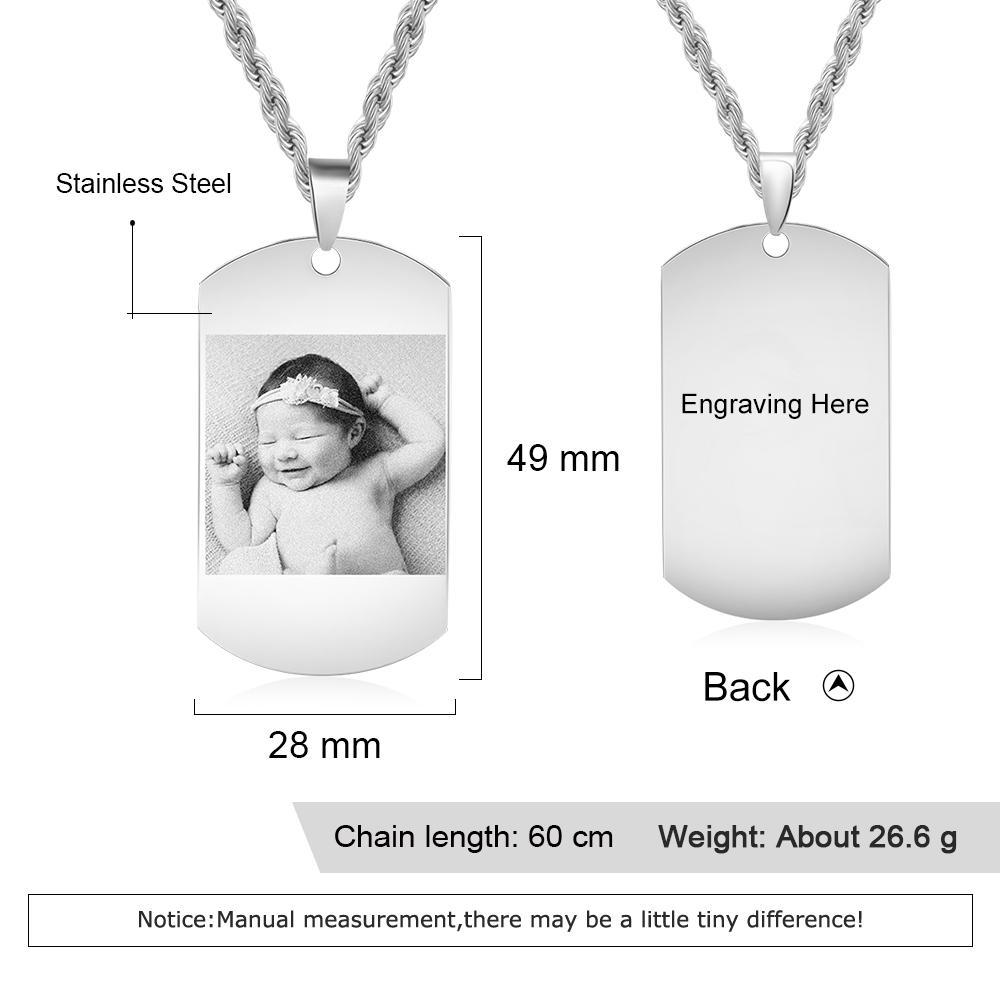 Personalised Tag Necklace Custom Black-White Photo Necklace Gifts for Him-Jessemade AU