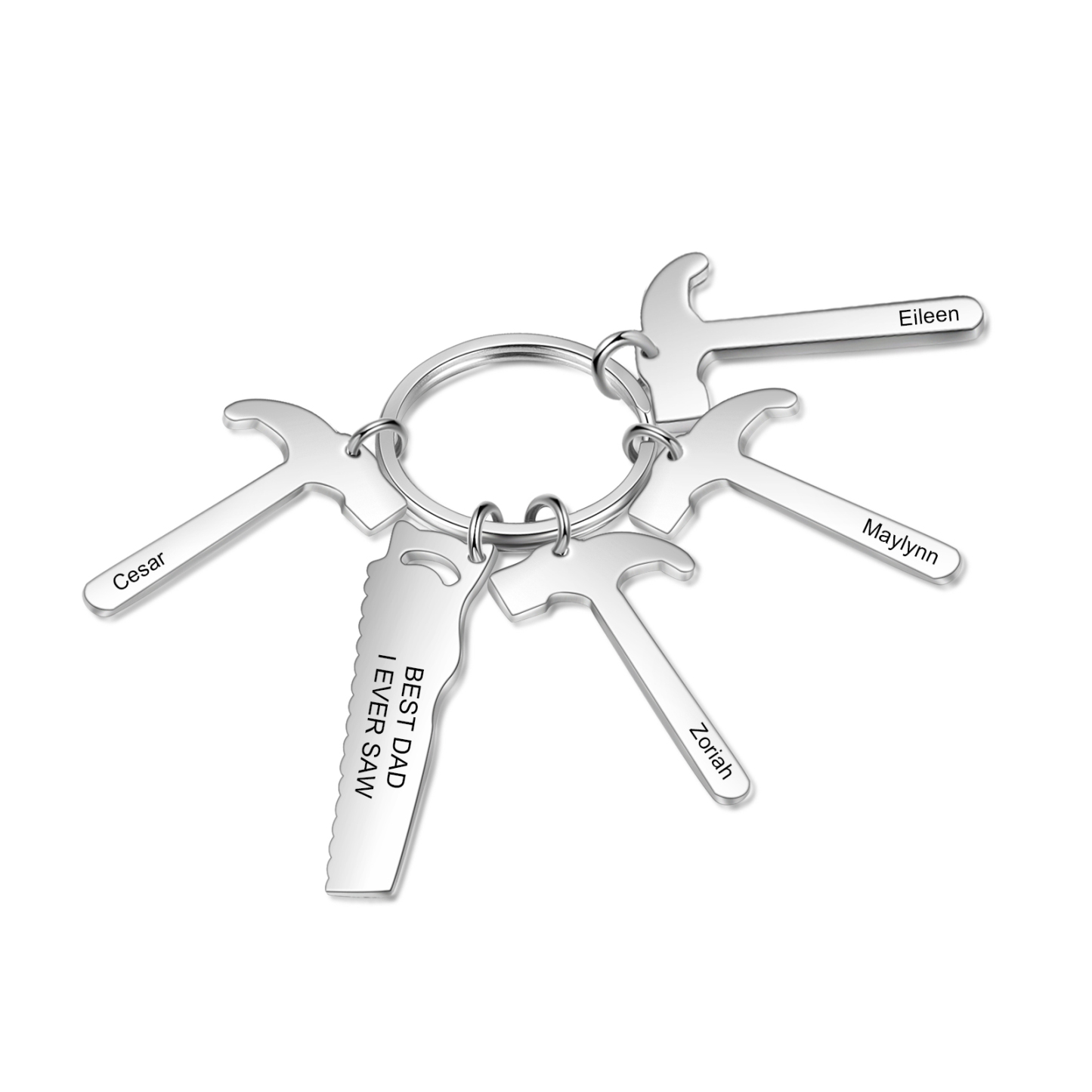 Father's Day Gifts Tool Keychain Personalised 4 Names Stainless Steel Keyring For Him-Jessemade AU