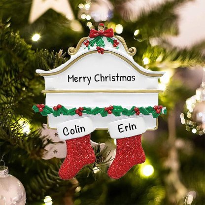 Personalised Red Stockings Ornament Custom 2 Names Gifts for Family-Jessemade AU