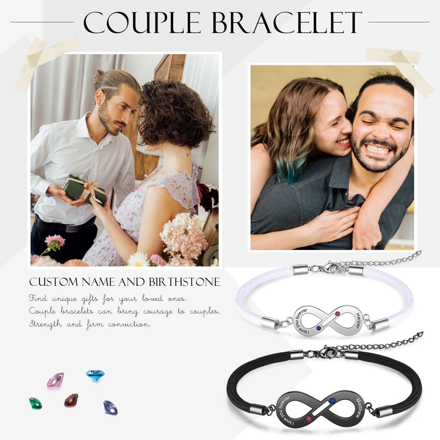 Valentines Day Gifts Personalised Matching Couple Bracelet Custom Names Infinity Love For Couple-Jessemade AU