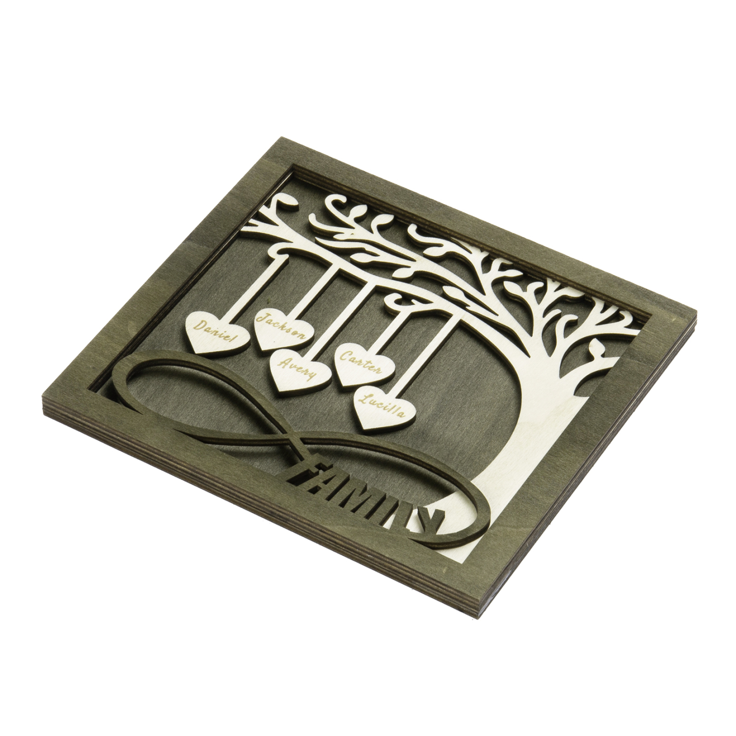 Custom Family Tree Sign with 5 Names Wooden Keepsake Gifts-Jessemade AU