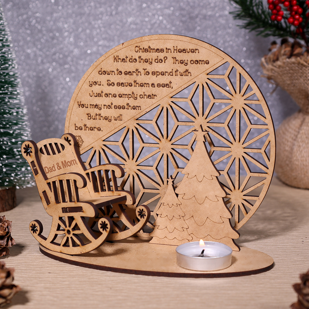 Personalised Christmas in Heaven Rocking Chair Ornament Memorial Tabletop Plaque
