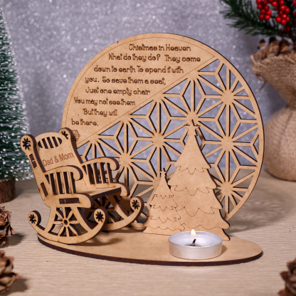 Personalised Christmas in Heaven Rocking Chair Ornament Memorial Tabletop Plaque