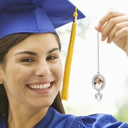 Personalised Graduation Tassel  Memorial Charm Custom 1 Photo Charm with Angel Wings