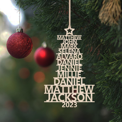 11 Names - Personalised Christmas Tree Ornaments Customised Name Xmas Wooden Decor Gifts for Family Friends-Jessemade AU