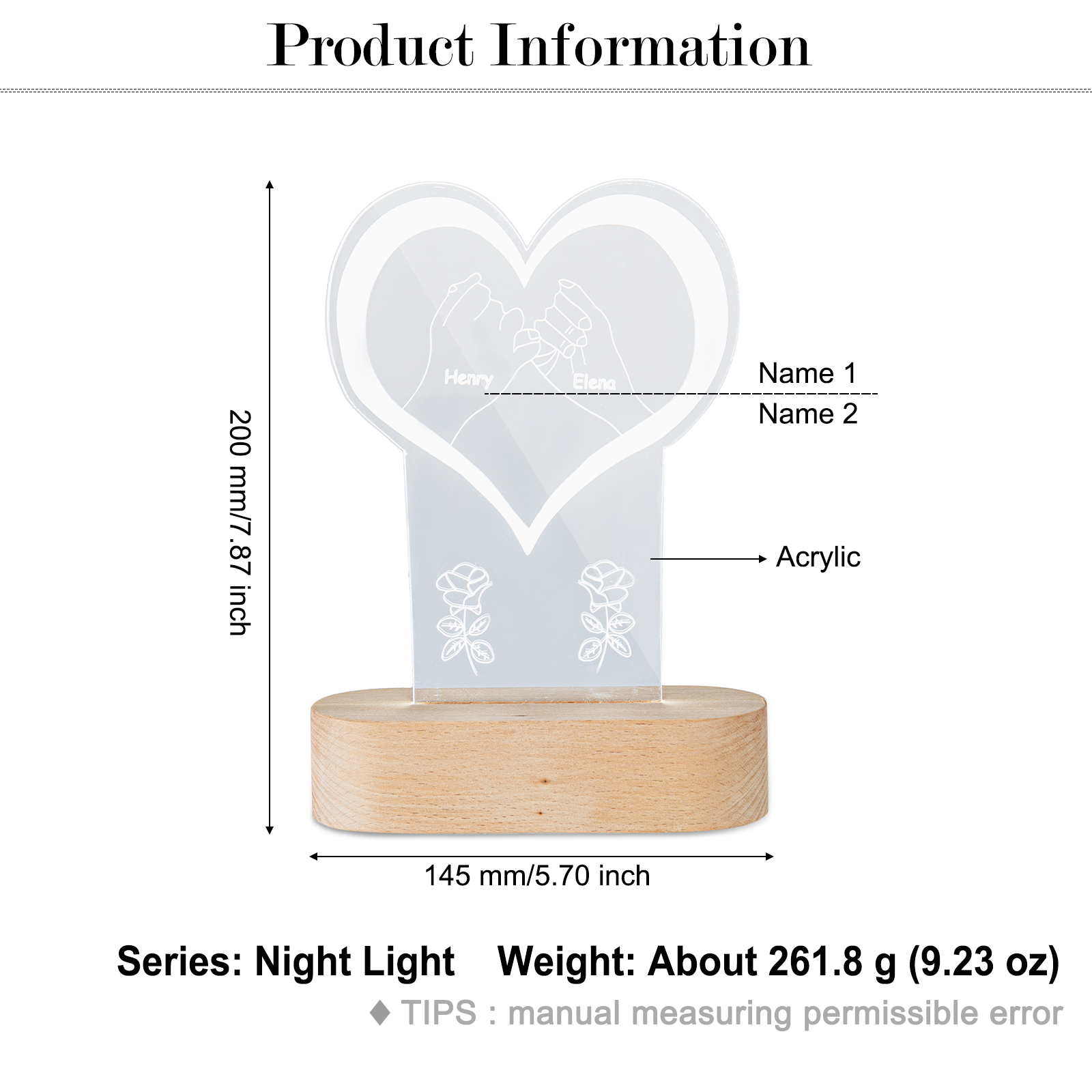 Customised heart-hands Night Light-Jessemade AU