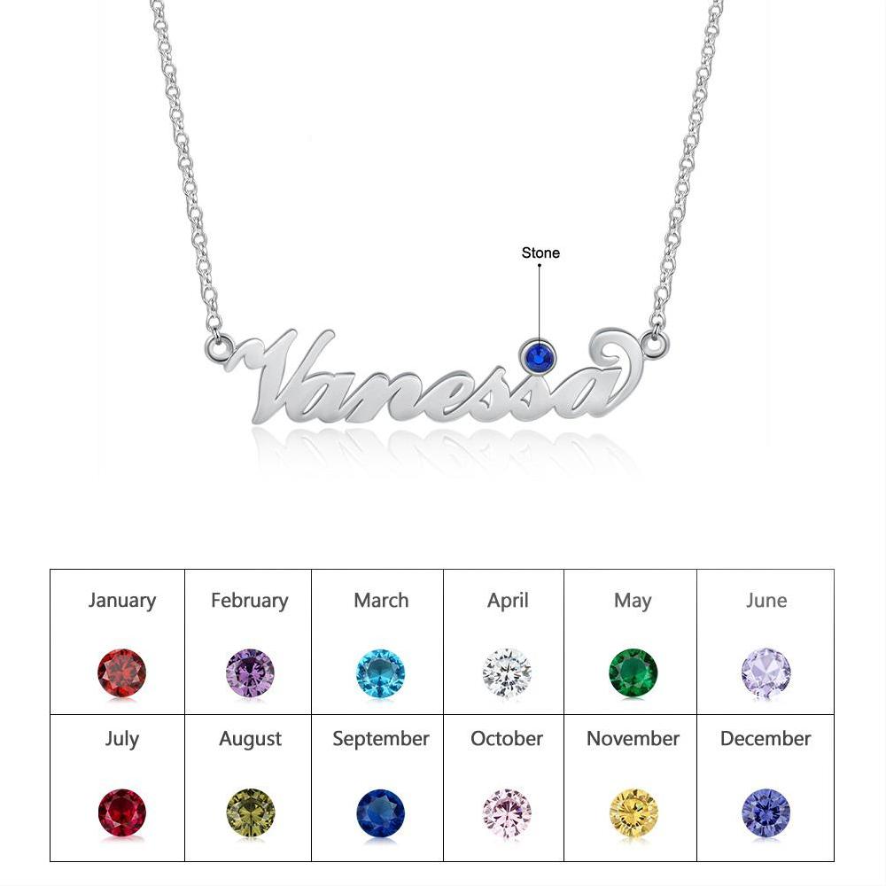 Custom Birthstone Name Necklace-Jessemade AU