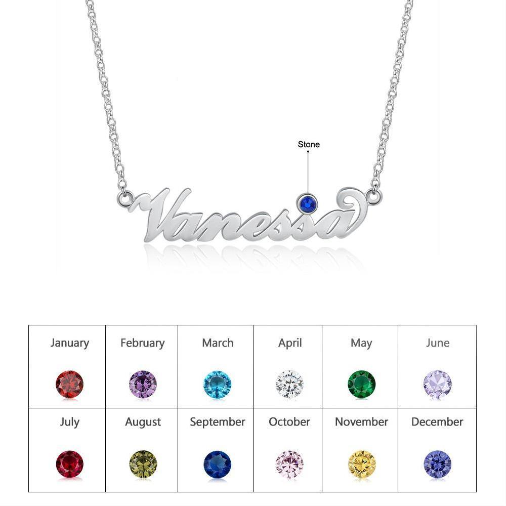 Custom Birthstone Name Necklace-Jessemade AU