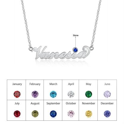 Custom Birthstone Name Necklace-Jessemade AU