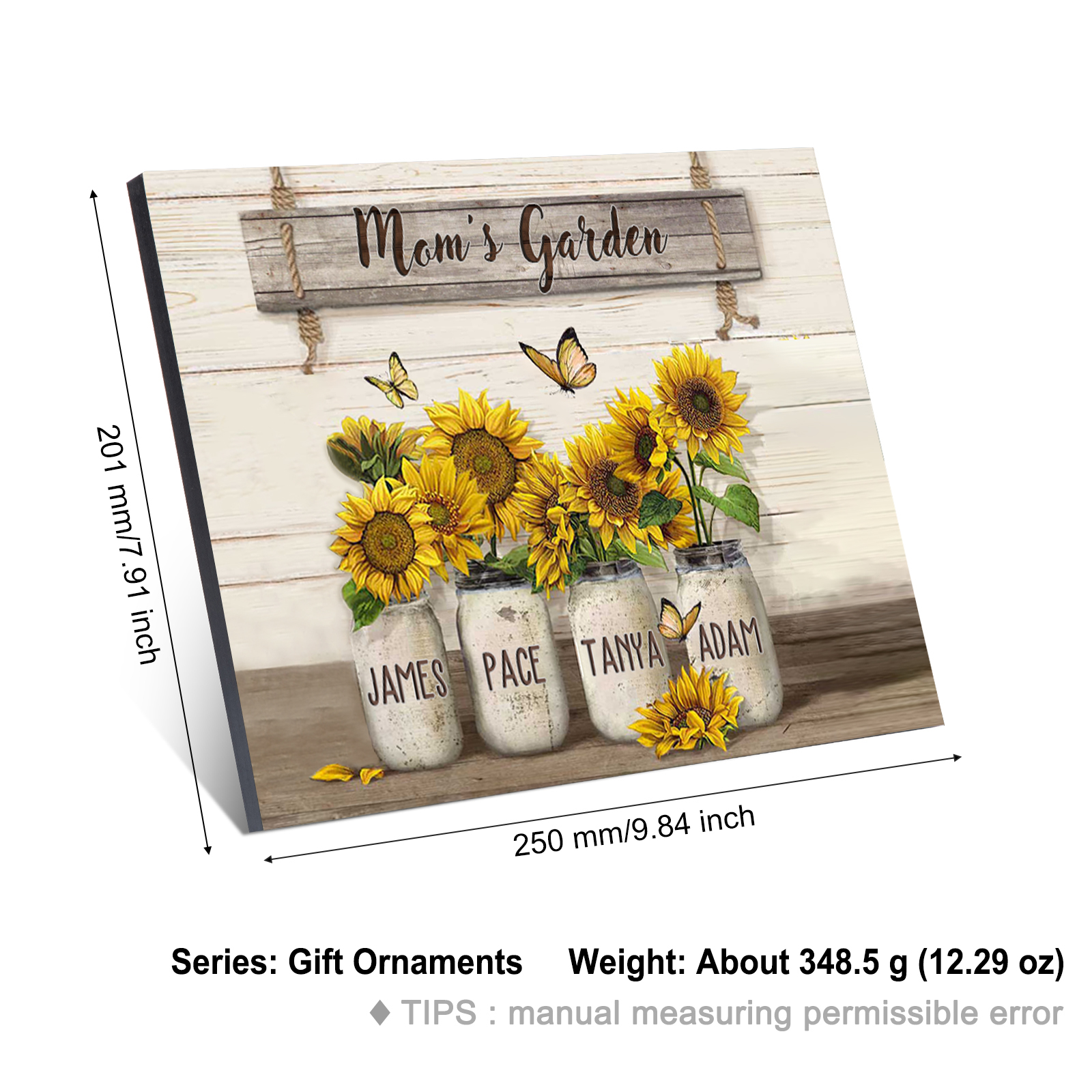 4 Names - Personalised Wooden Plaque Sunflowers Customised with Text Home Decoration Gift for Mother/Grandma-Jessemade AU