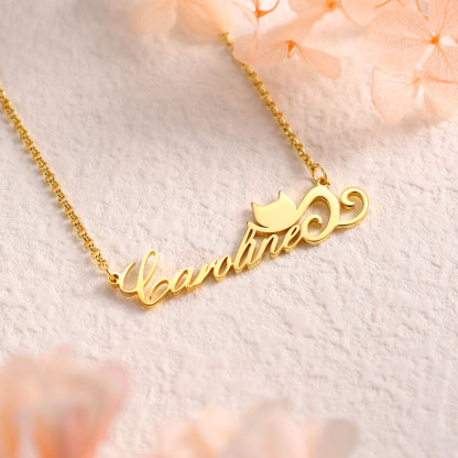 Personalised Cat Necklace Custom 1 Name Necklace Gift For Women-Jessemade AU