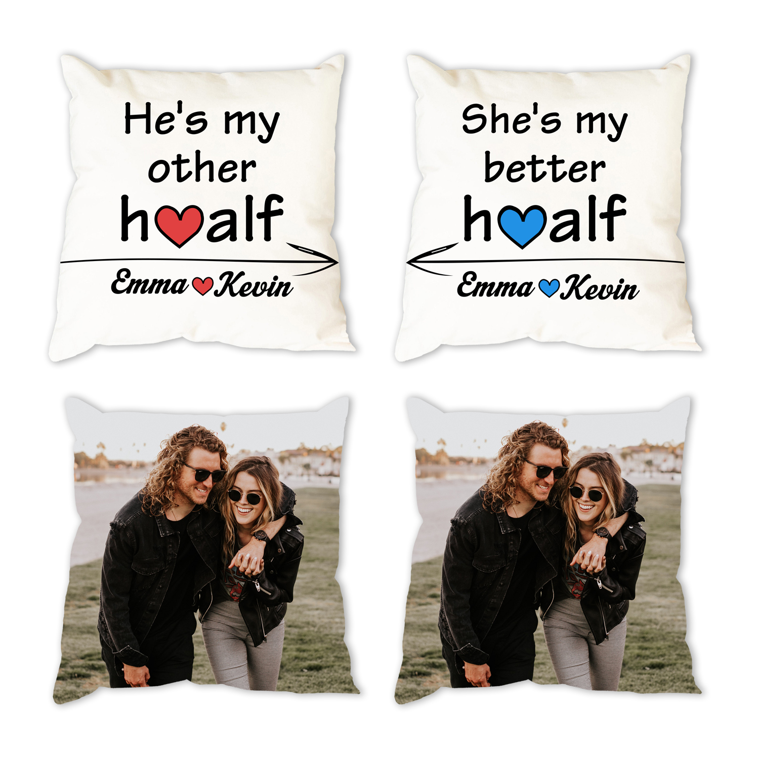 2 pcs Personalised Couple Pillow Case Engrave Photo Pillow Cover Sweet Gift For Her Him-Jessemade AU