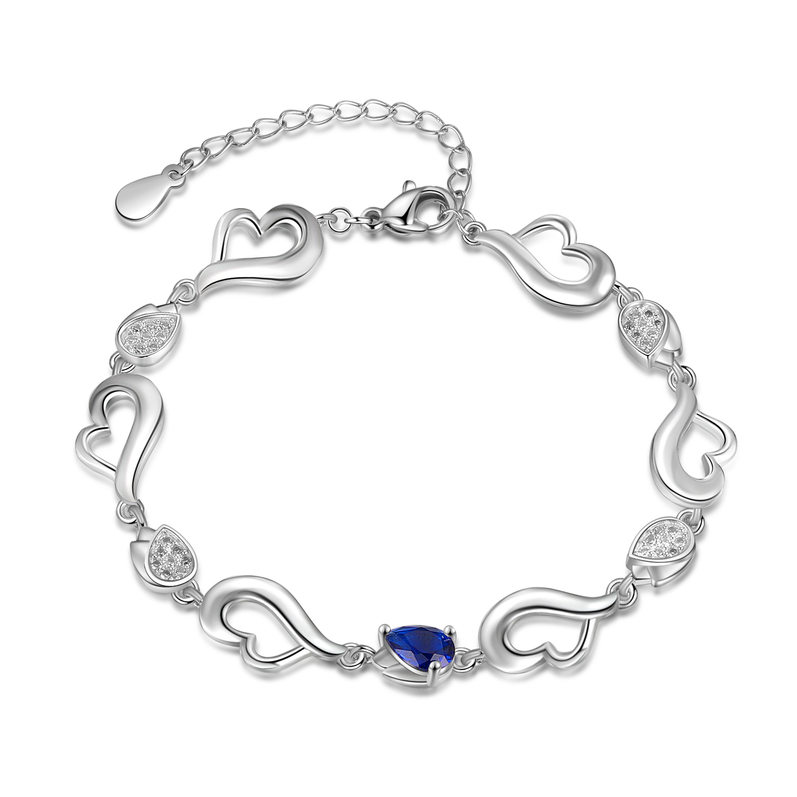 Personalised Heart Bracelet With 1 Birthstones Engraved Name Bracelet Gifts For Her-Jessemade AU
