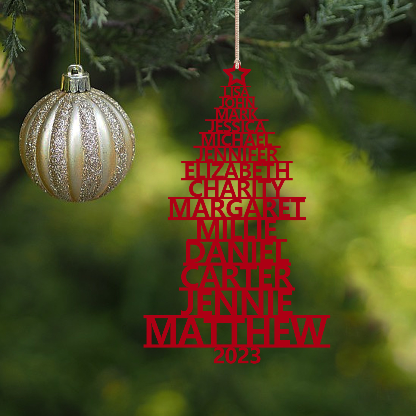 14 Names - Personalised Christmas Tree Ornaments Customised Name Xmas Wooden Decor Gifts for Family Friends-Jessemade AU