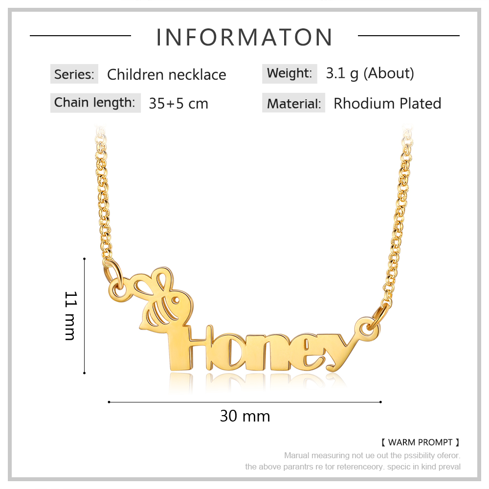 Personalised Name Necklace Custom Name Honey Bees Necklace for Kids-Jessemade AU
