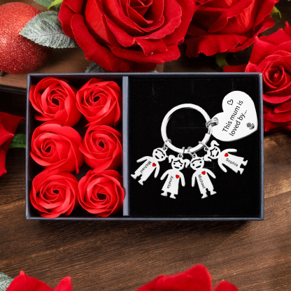 4 Names - Personalised Keychain with Kid Charm Engraved Names Keychain Mother's Day Gift for Mum-Jessemade AU