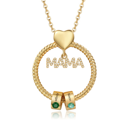 2 Names - Personalised Mama Circle Pendant Necklace Custom Names & Birthstones Necklace Mother's Day Gifts-Jessemade AU