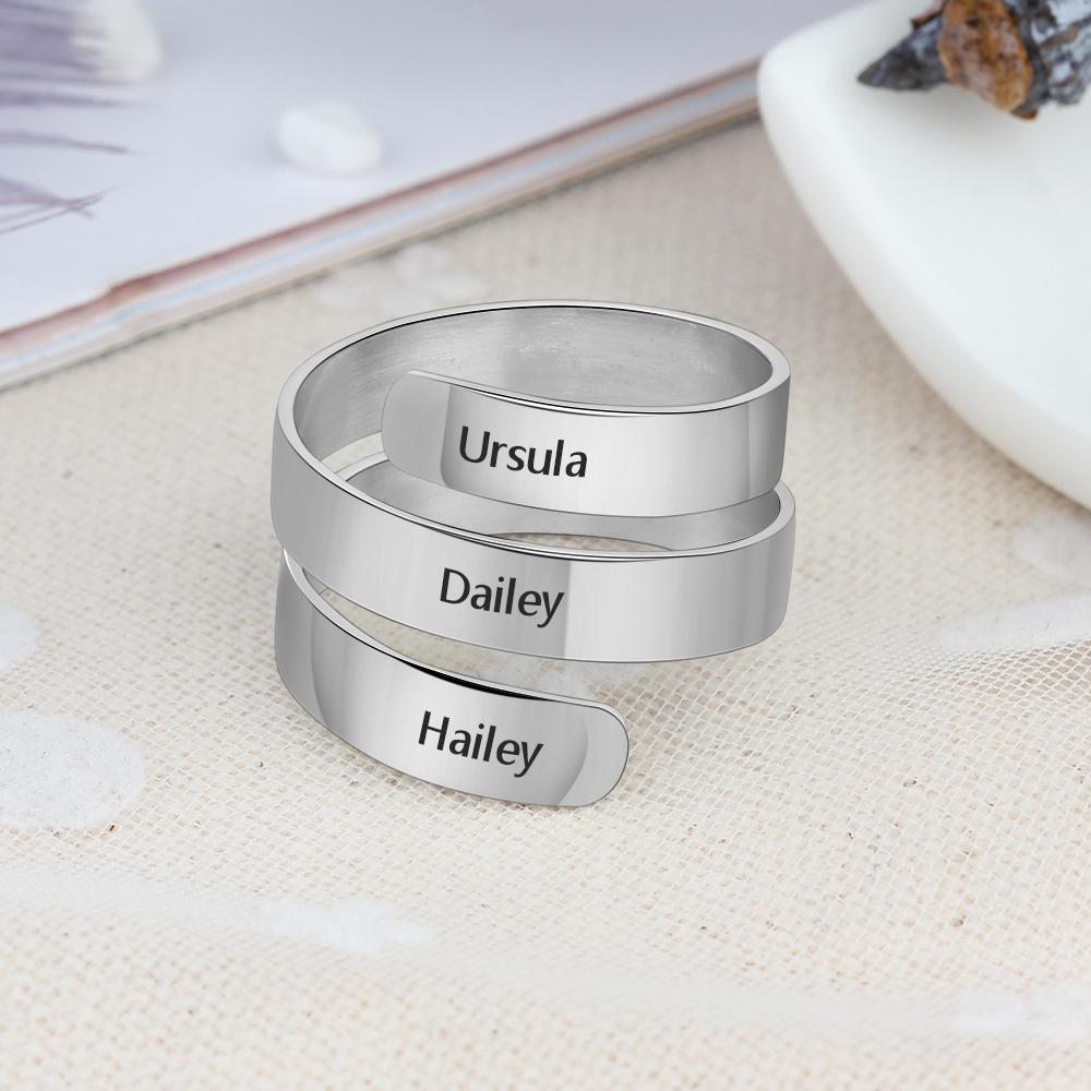 Personalised Ring for 3 Best Friend Engraved Name Wrap Ring-Jessemade AU
