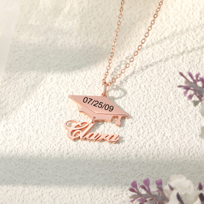 Personalised Graduation Name Necklace Bachelor Cap Necklace-Jessemade AU