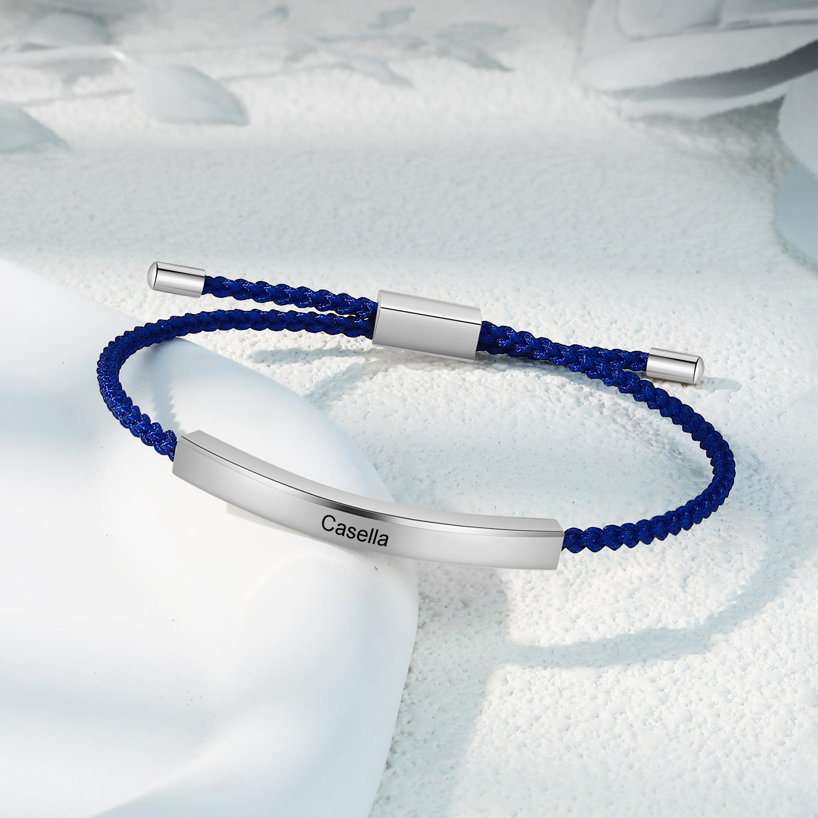 Personalised Braided Rope Bracelet Custom Name & Text Bar Bracelet for Her/Him-Jessemade AU