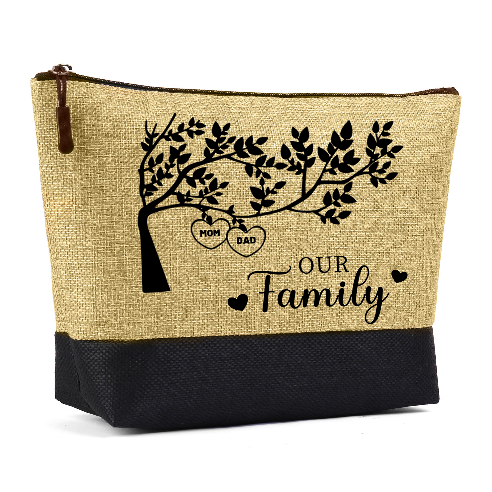 Personalised Family Tree Tote Bag Set Custom 2 Names & 1 Text Handbag Large Capacity Shoulder Bag Shopping Bag Zipper Bag Gift for Mother/Grandma-Jessemade AU
