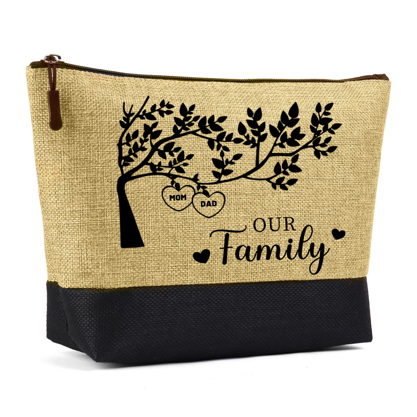 Personalised Family Tree Tote Bag Set Custom 2 Names & 1 Text Handbag Large Capacity Shoulder Bag Shopping Bag Zipper Bag Gift for Mother/Grandma-Jessemade AU