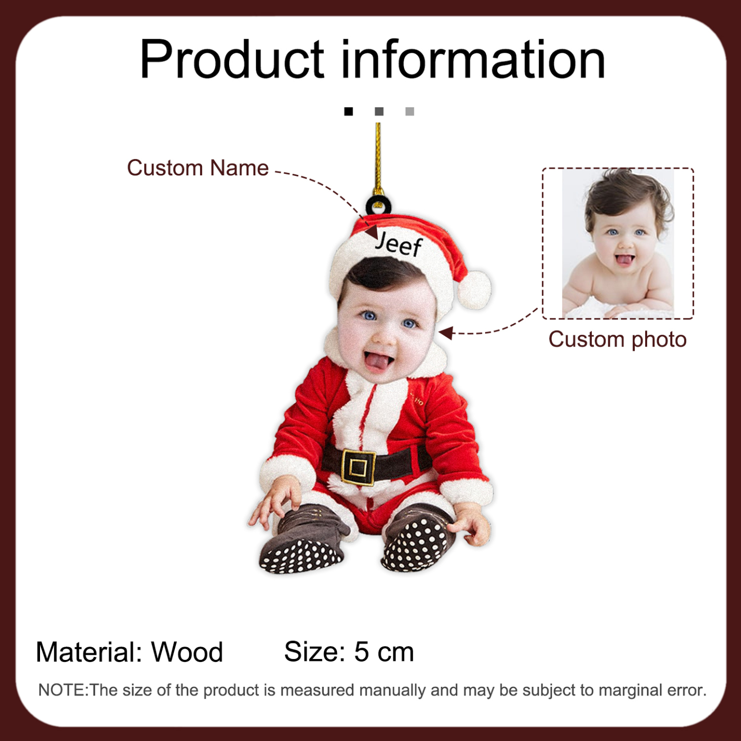 Funny Face Christmas Ornament Custom Photo Ornament Gifts for Family-Jessemade AU