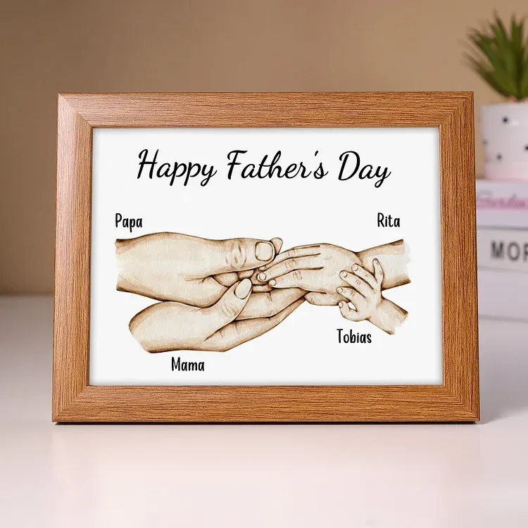 Personalised Family Holding Hands Picture Frames With Light Custom 4 Names Home Decor Gifts-Jessemade AU