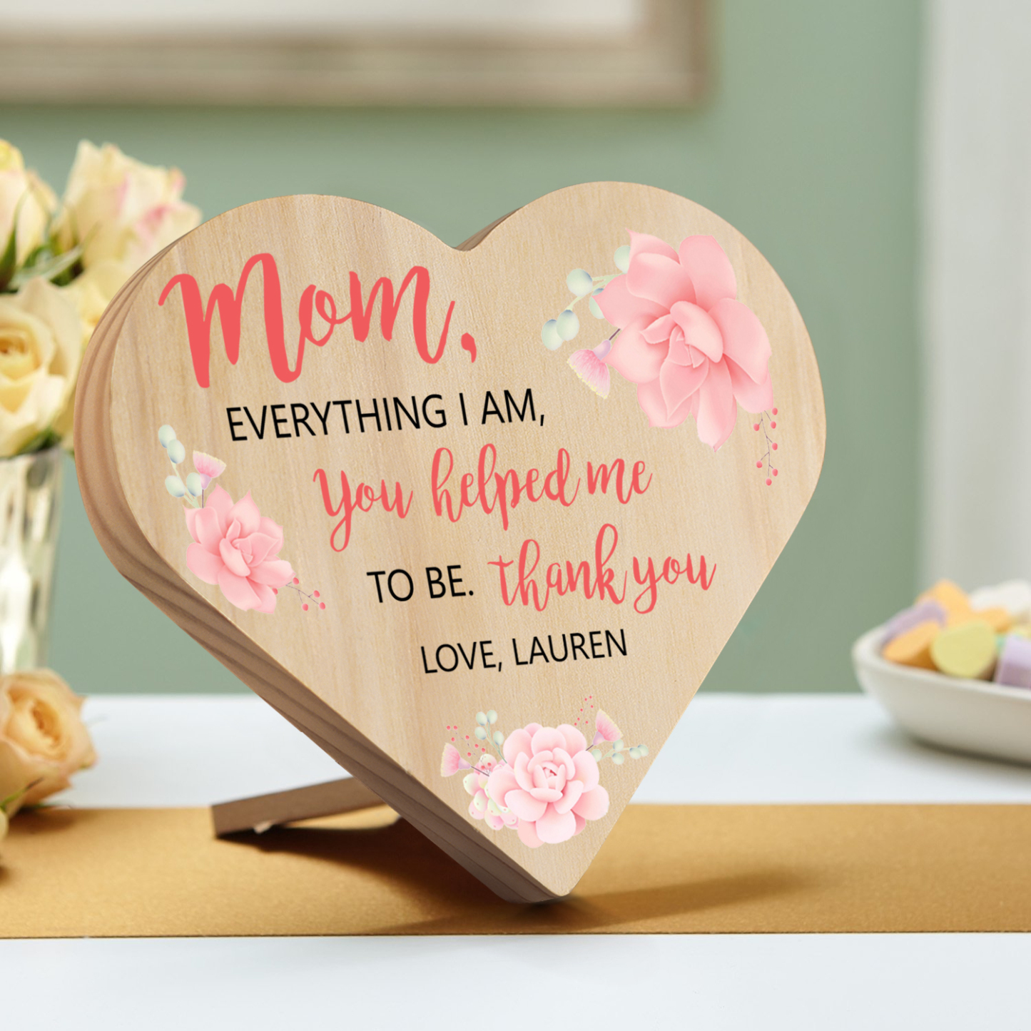 To My Mom Personalised Wooden Heart Keepsake Desktop Ornament "For all the times I forgot to thank you" Mothers Gifts-Jessemade AU