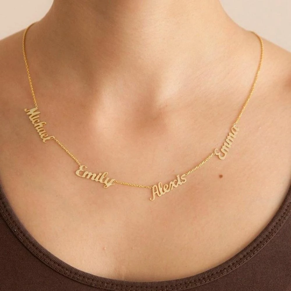 Personalised Necklace Custom 4 Names Necklace Gift For Women