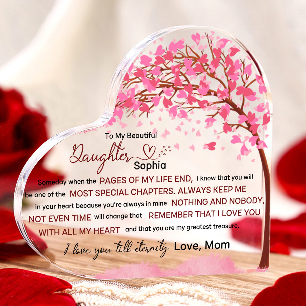 To My Daughter Acrylic Heart Keepsake Personalized 2 Names Pink Tree Ornament - I Love You Till Eternity-Jessemade AU
