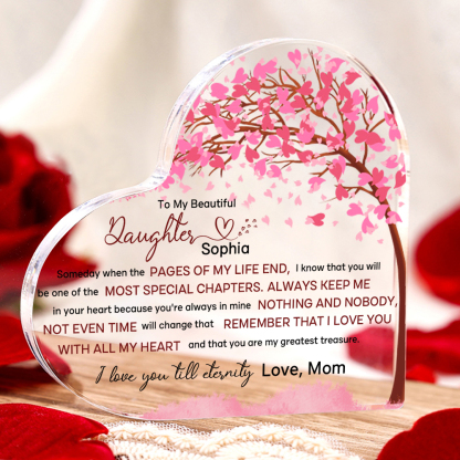 To My Daughter Acrylic Heart Keepsake Personalized 2 Names Pink Tree Ornament - I Love You Till Eternity-Jessemade AU