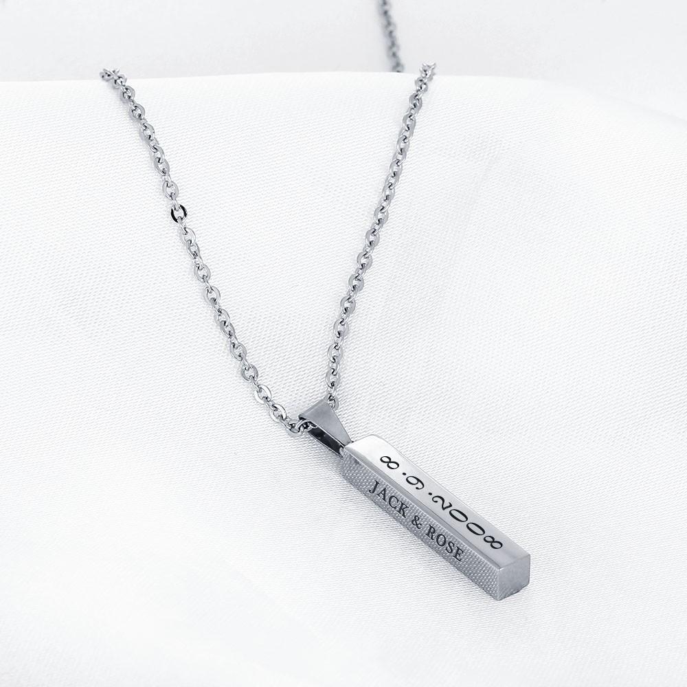 Personalised 4 Sides 3D  Vertical Bar Necklace-Jessemade AU