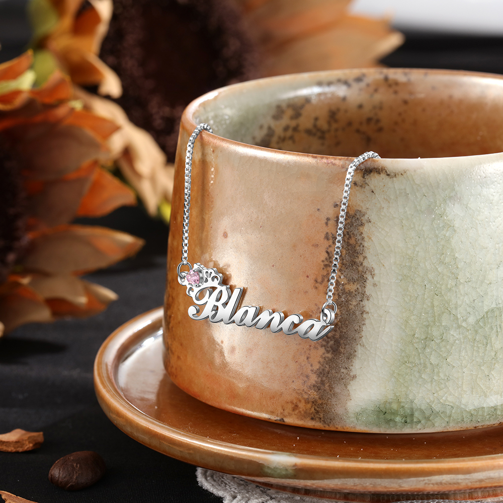 Personalised Necklace With Birthstone Custom 1 Name Necklace Gift For Her-Jessemade AU