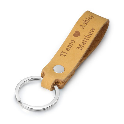 Personalised Leather Keychain Customised with 2 Names & Text Keyring Couple Keychain Gift for Him/her-Jessemade AU