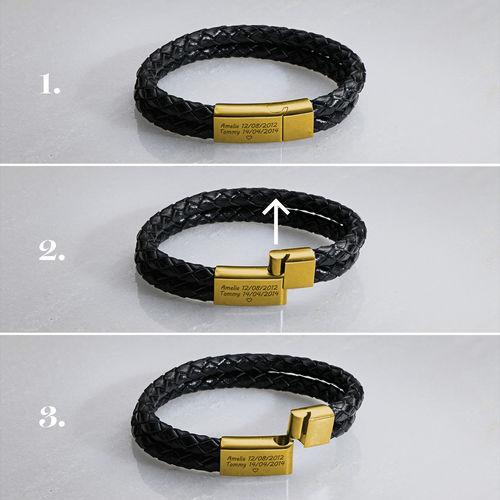 Men's Bracelets Engraved Bracelet for Men  Black Leather Gift For Dad-Jessemade AU