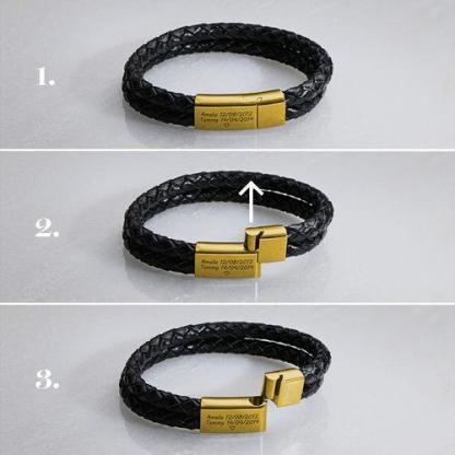 Men's Bracelets Engraved Bracelet for Men  Black Leather Gift For Dad-Jessemade AU