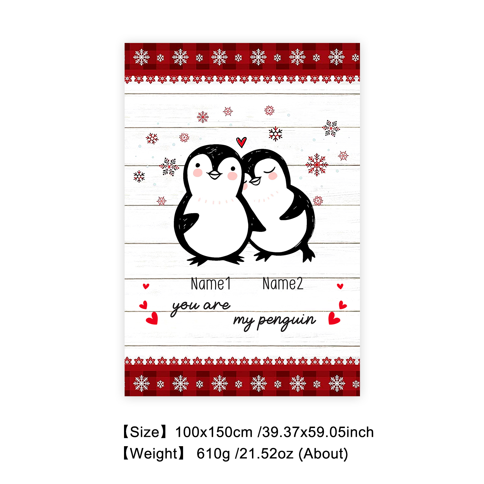 Personalised Couple Penguin Blanket Custom Name You Are My Penguin Blanket-Jessemade AU
