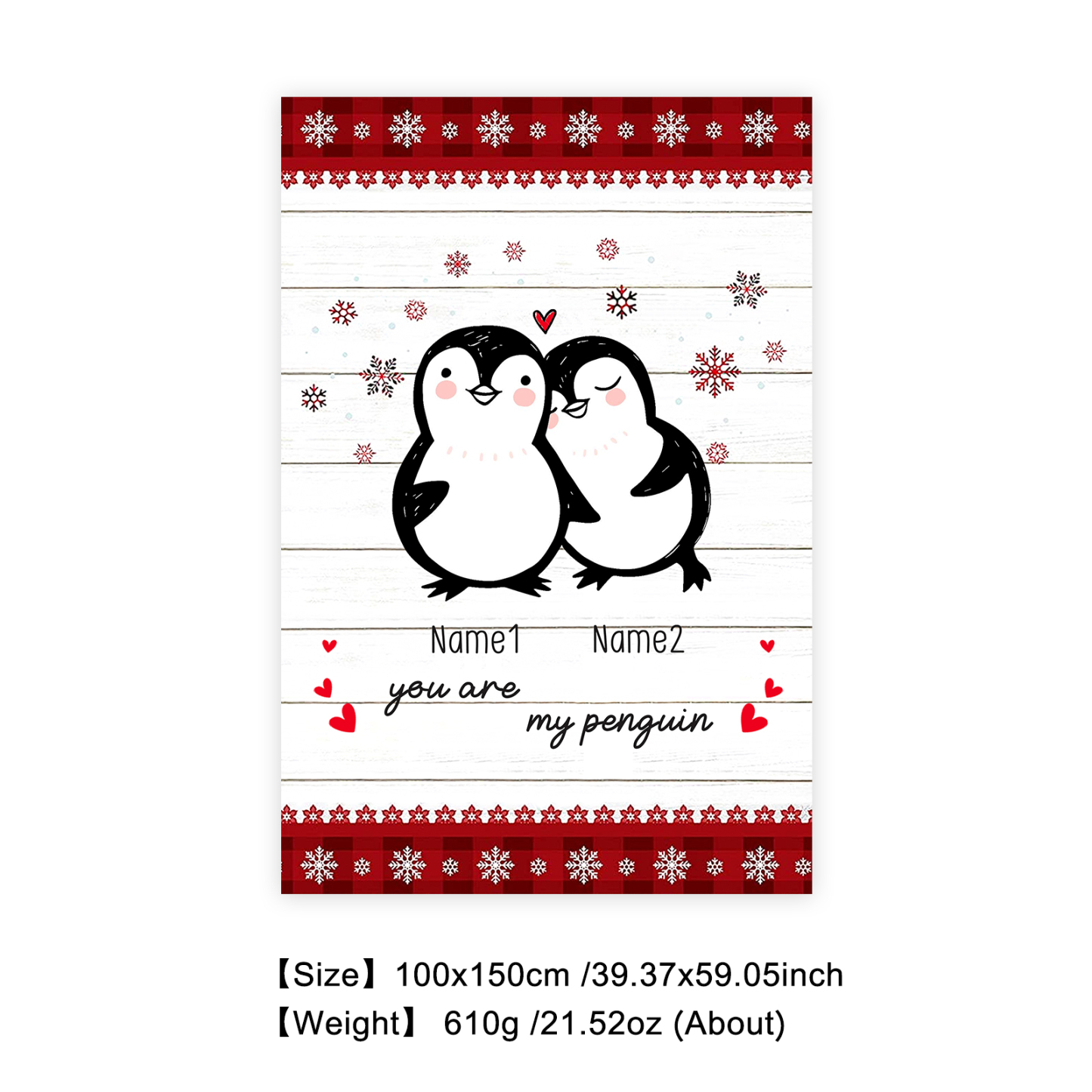 Personalised Couple Penguin Blanket Custom Name You Are My Penguin Blanket-Jessemade AU