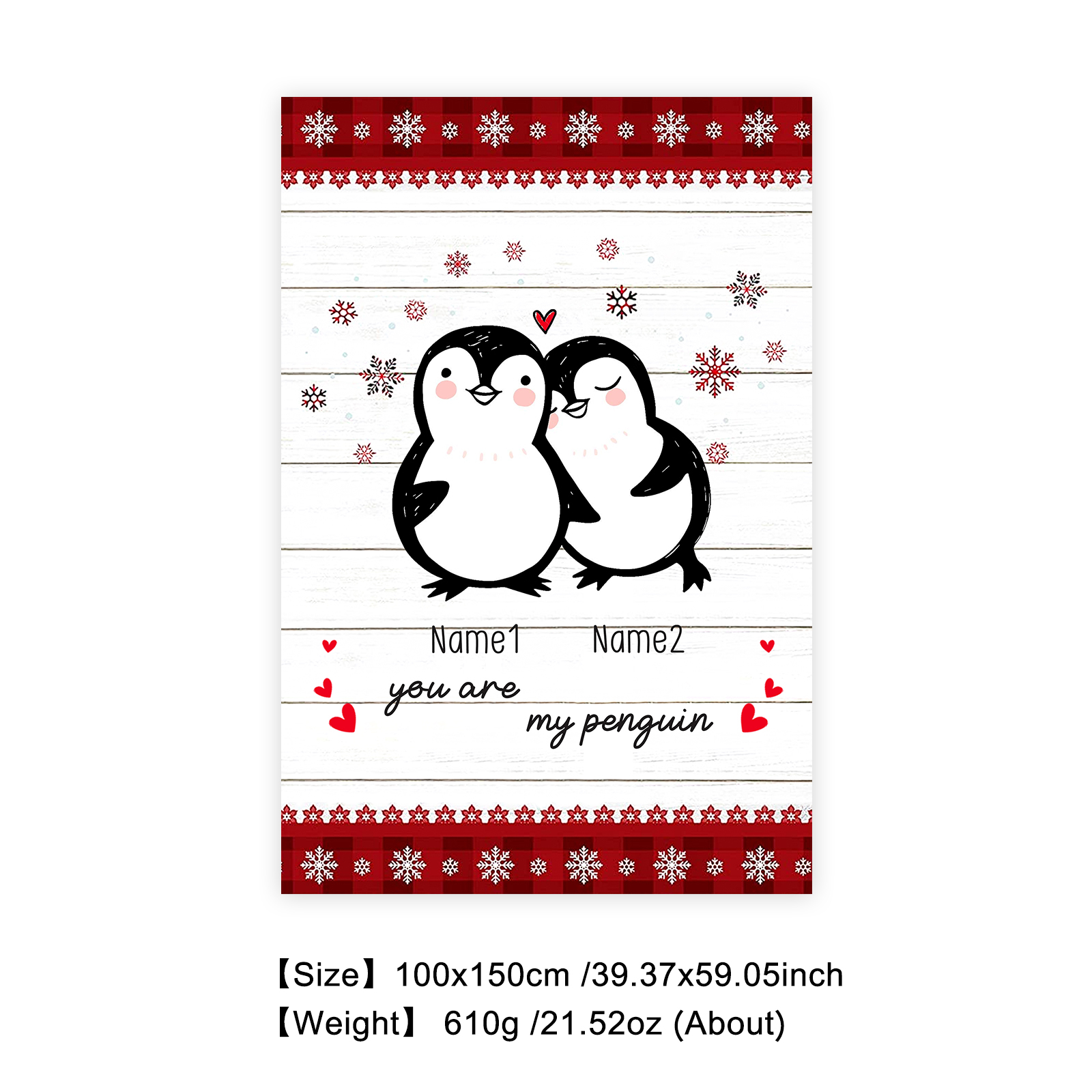 Personalised Couple Penguin Blanket Custom Name You Are My Penguin Blanket-Jessemade AU