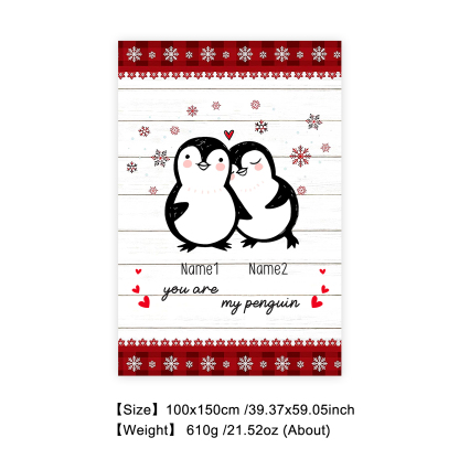 Personalised Couple Penguin Blanket Custom Name You Are My Penguin Blanket-Jessemade AU