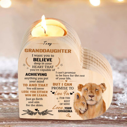 To My Granddaughter Wooden Heart Candle Holder "love you for the rest of mine"-Jessemade AU