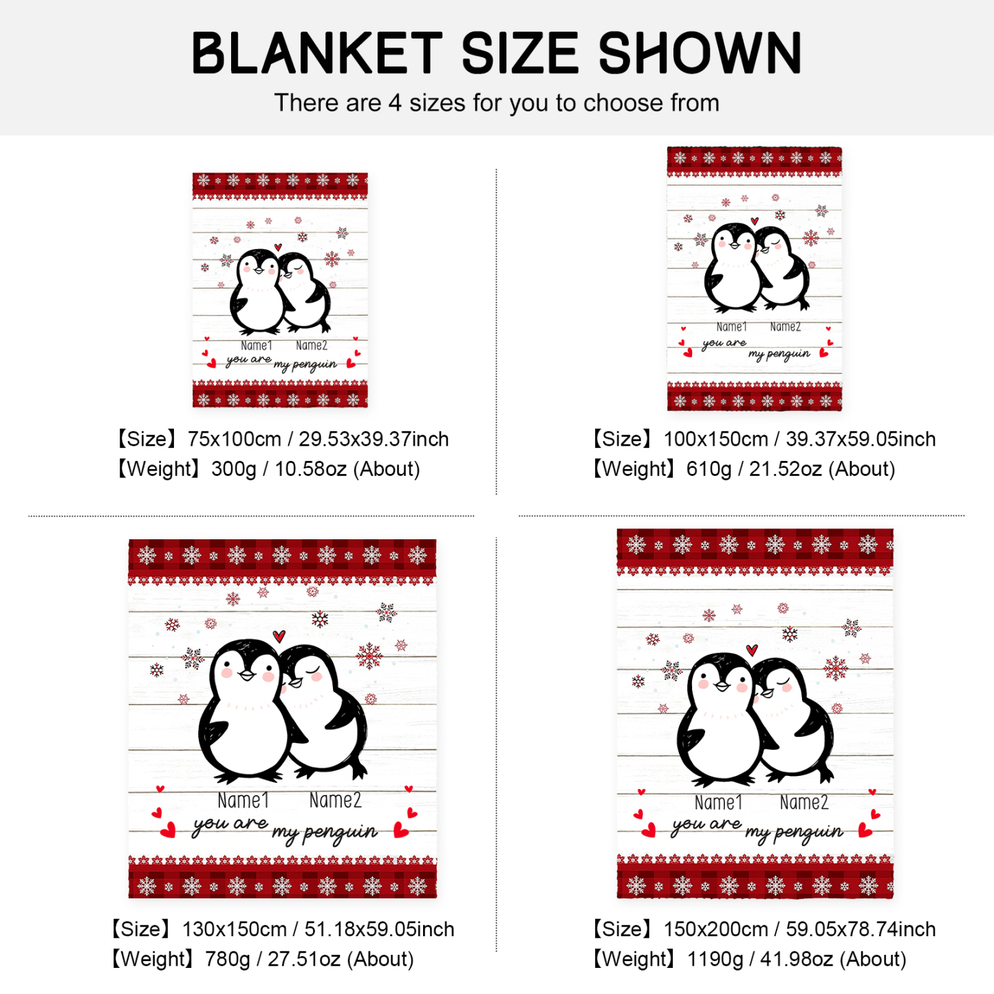Personalised Couple Penguin Blanket Custom Name You Are My Penguin Blanket-Jessemade AU