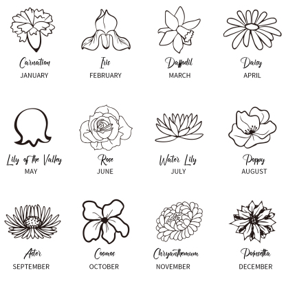 Personalised 2 Names & 2 Birth Flowers Keychain Custom Text Family Keychain Gifts for Mother/Grandma-Jessemade AU