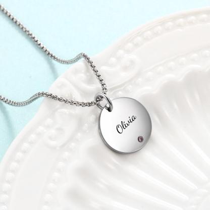 Personalised Round Pendant Necklace With a Birthstone-Jessemade AU